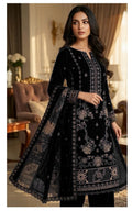 Velvet Premium Exclusive Heavy Embroidered 3Pc – Classic Black | V177