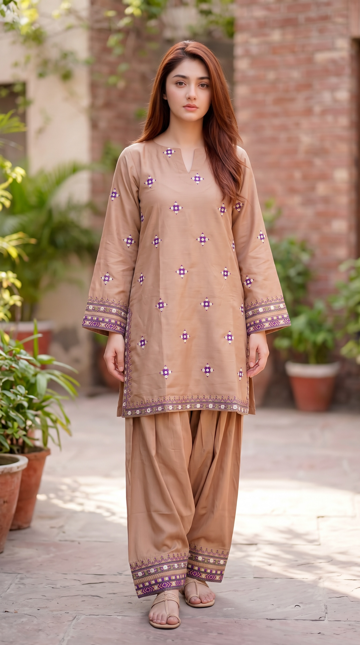 Beige 2PCS Viscose Suit
