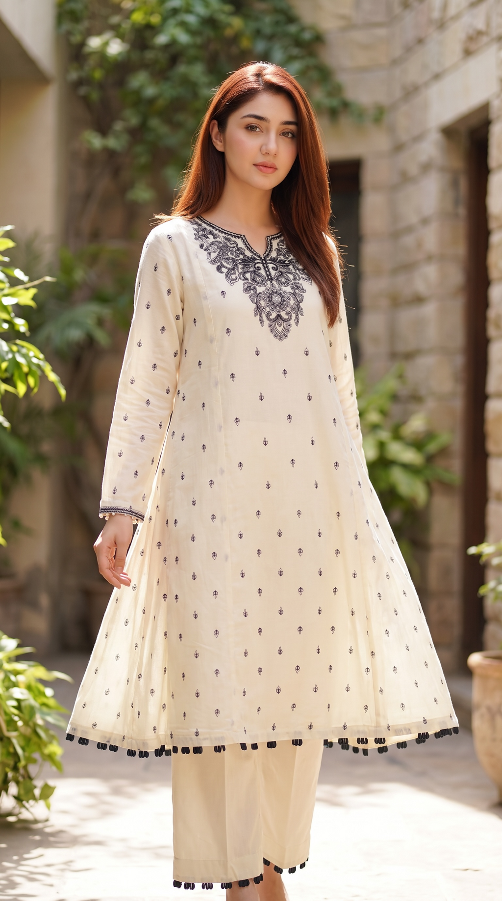 Ivory Cream 2PCS Viscose Suit