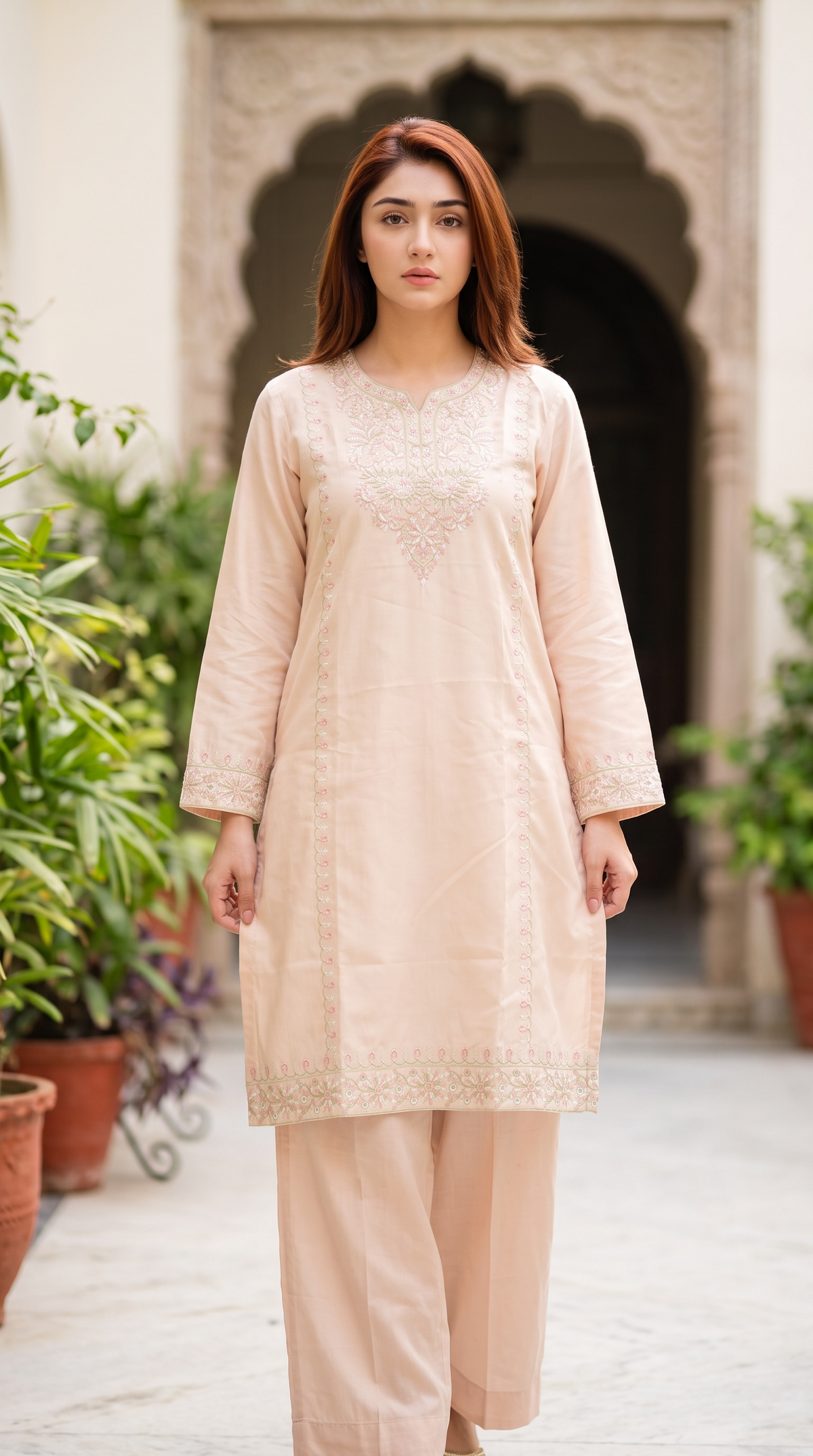 Peach 2PCS Viscose Suit