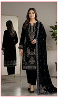Velvet Premium Exclusive Heavy Embroidered 3Pc – Classic Black | V181