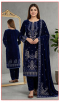 Velvet Premium Exclusive Heavy Embroidered 3Pc – Royal Blue | V181