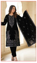 Velvet Premium Exclusive Heavy Embroidered 3Pc – Classic Black | V191