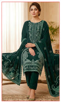 Velvet Premium Exclusive Heavy Embroidered 3Pc – Luxury Green | V191