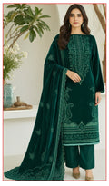 Velvet Premium Exclusive Heavy Embroidered 3Pc – Mongia | V191