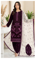 Velvet Premium Exclusive Heavy Embroidered 3Pc – Purple | V194