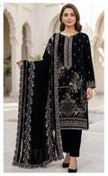 Velvet Premium Exclusive Heavy Embroidered 3Pc – Classic Black | V198
