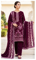 Velvet Premium Exclusive Heavy Embroidered 3Pc – Maroon | V198