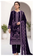 Velvet Premium Exclusive Heavy Embroidered 3Pc – Purple | V198